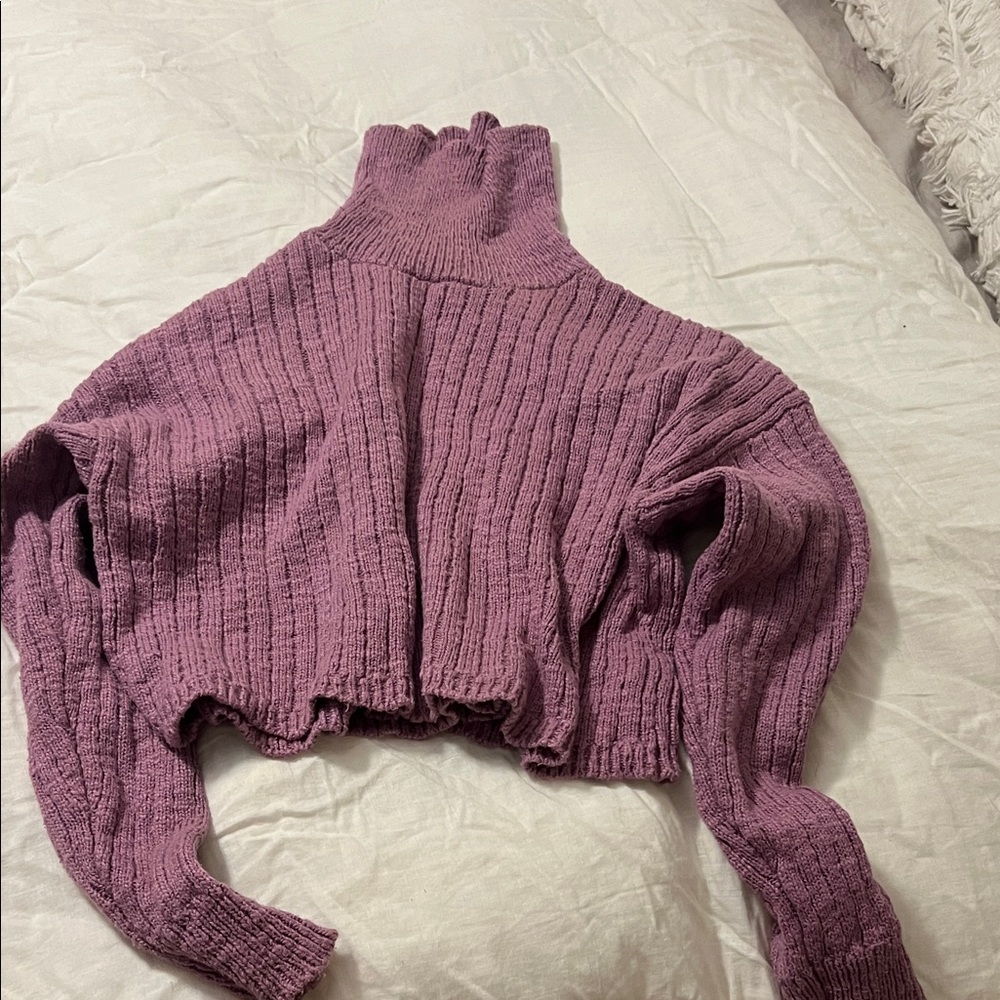 Women's Ribbed Turtleneck Sweater - Purple